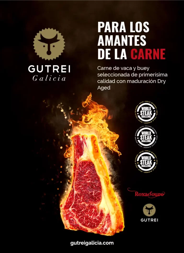 Cartel de un chuletón en llamas