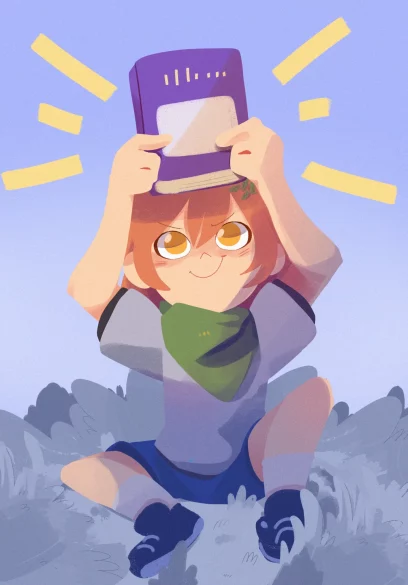 Ilustración feliz de una chica con un libro